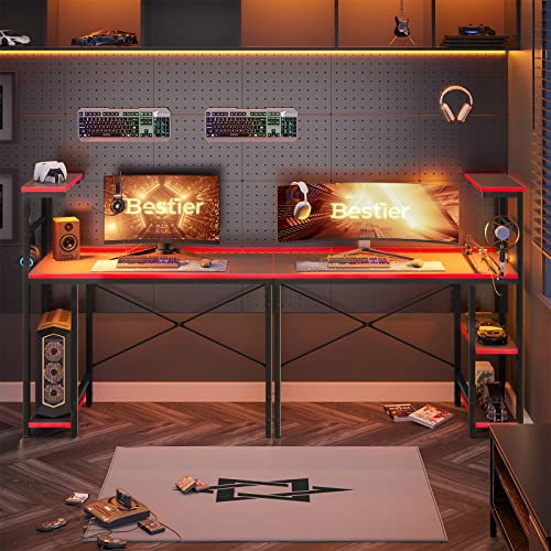 Bestier Gaming Desk with LED Lights, 51.3 Inch Computer Desk Q970