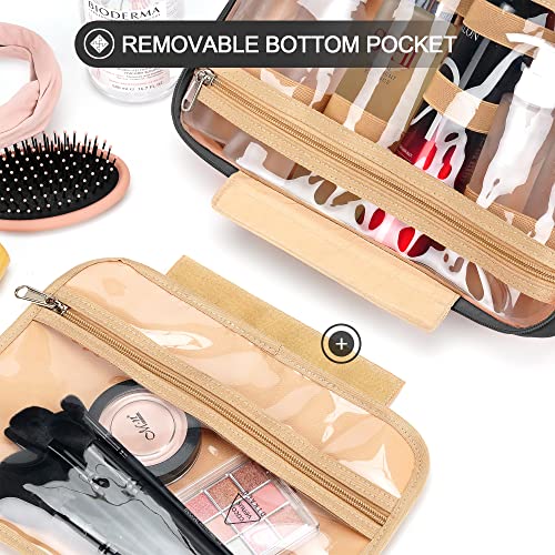 Travel Hanging Toiletry Bag with 8 Leak Proof Silicone Bottle Covers, Navy N332557