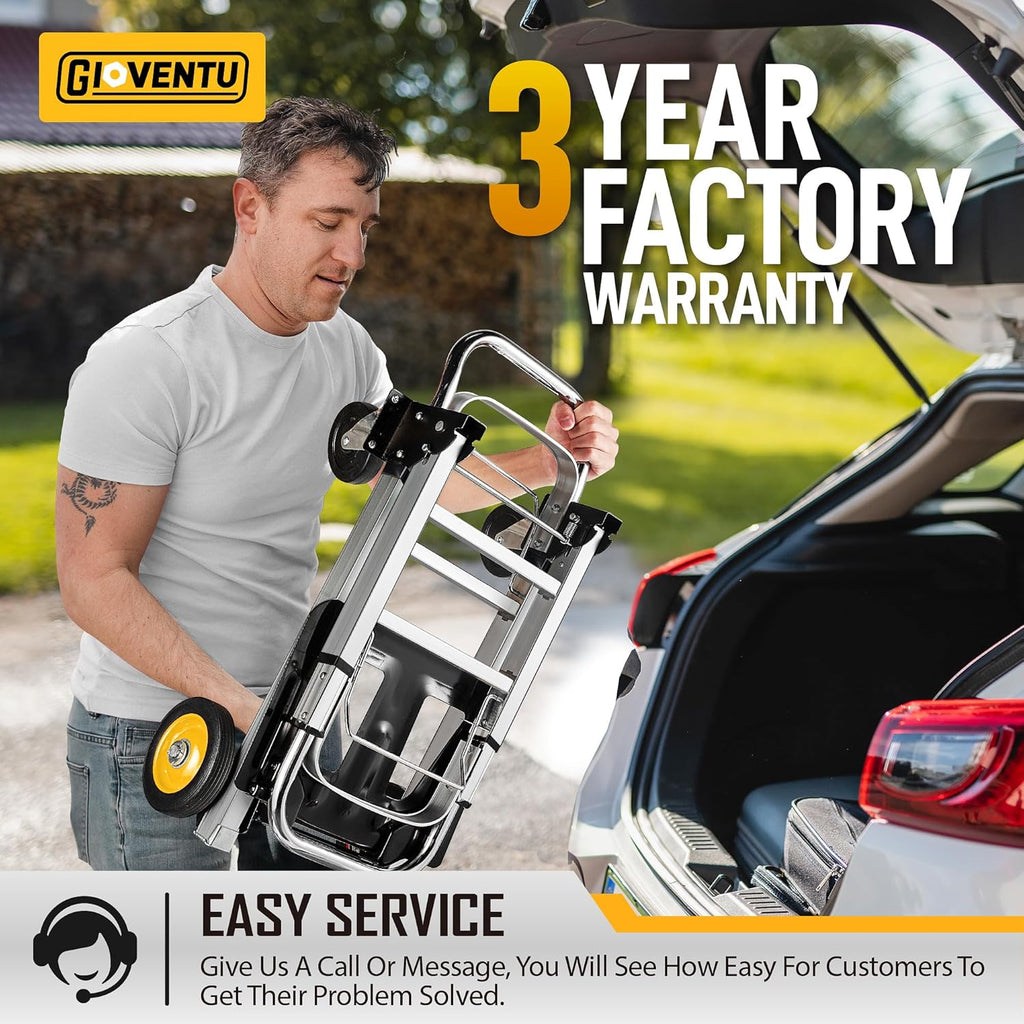 Upgraded 3 in 1 Convertible Hand Truck Dolly, 440 lb Capacity Folding Aluminum Cart M8560