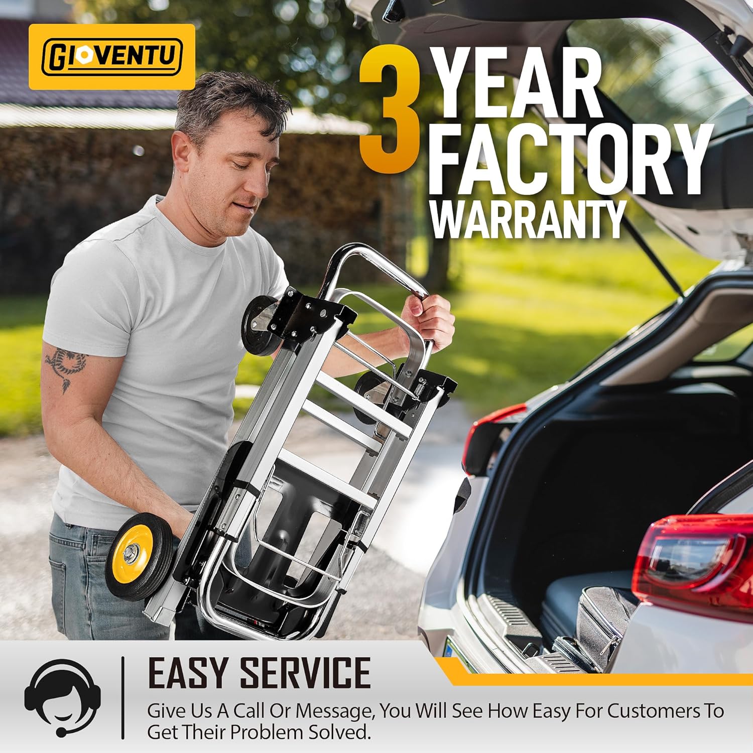 Upgraded 3 in 1 Convertible Hand Truck Dolly, 440 lb Capacity Folding Aluminum Cart M8560