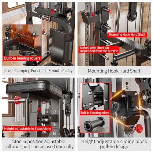 Power Cage Smith Machine Power Rack with Cable Crossover for Home Gym X175525