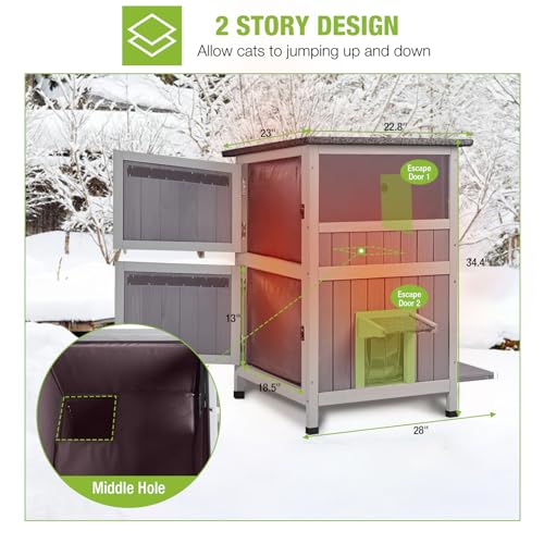 Outdoor Feral Cat House 2 Story Waterproof Shelter S95230