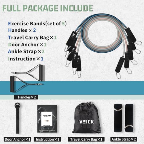 VEICK Resistance Bands with Handles for Home Workout O75059
