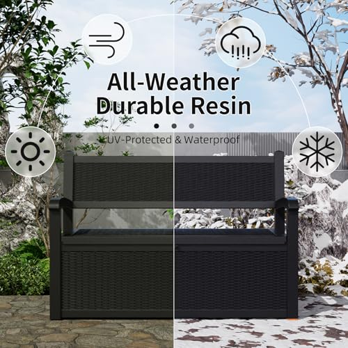80 Gallon Waterproof Lockable Storage Bench Deck Box for Patio Garden I9402