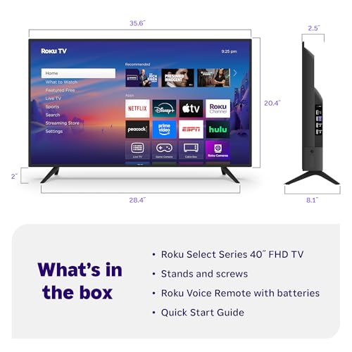 Roku Smart TV 40-Inch Select Series 1080p Full HD LED Television with Voice Remote P76588