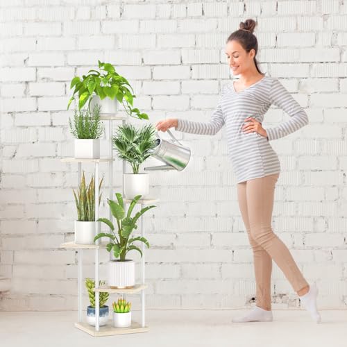 6 Tier Metal Wood Corner Plant Stand Indoor Outdoor H78199