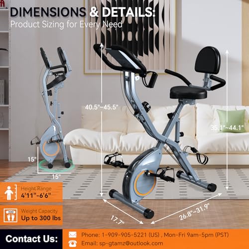 Foldable Exercise Bike with 16-Level Magnetic Resistance for Home T532
