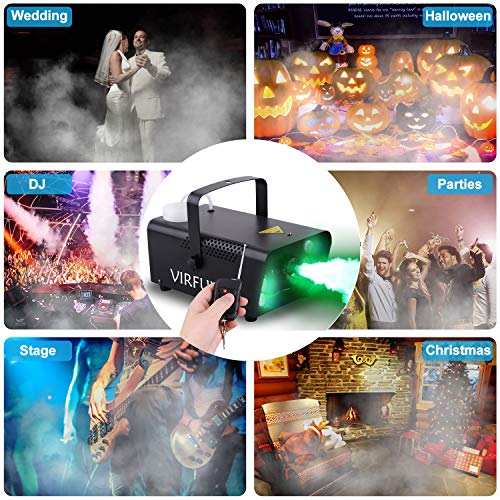VIRFUN Fog Machine with 6 LED Lights and Remote Control G334