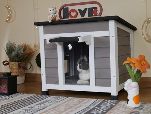 Outdoor Cat House Weatherproof Winter Enclosure for Feral Cats W562161