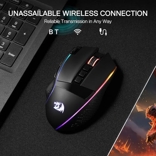 Redragon M810 Pro Wireless Gaming Mouse, 10000 DPI, RGB Backlit K36063