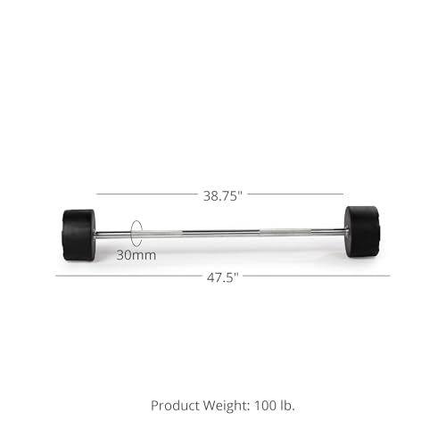 Titan Fitness Rubber Curl Fixed Barbells, Pre-Loaded Weight Bar Y406