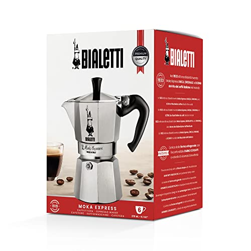 Bialetti Moka Express 6 Cup Espresso Maker, Silver N8772