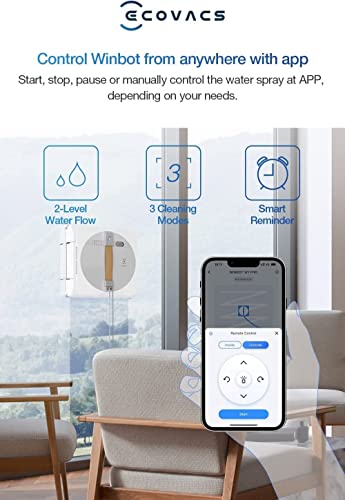 ECOVACS Winbot W1 Pro Window Cleaning Robot, 2800Pa Suction, App Control, Grey R250