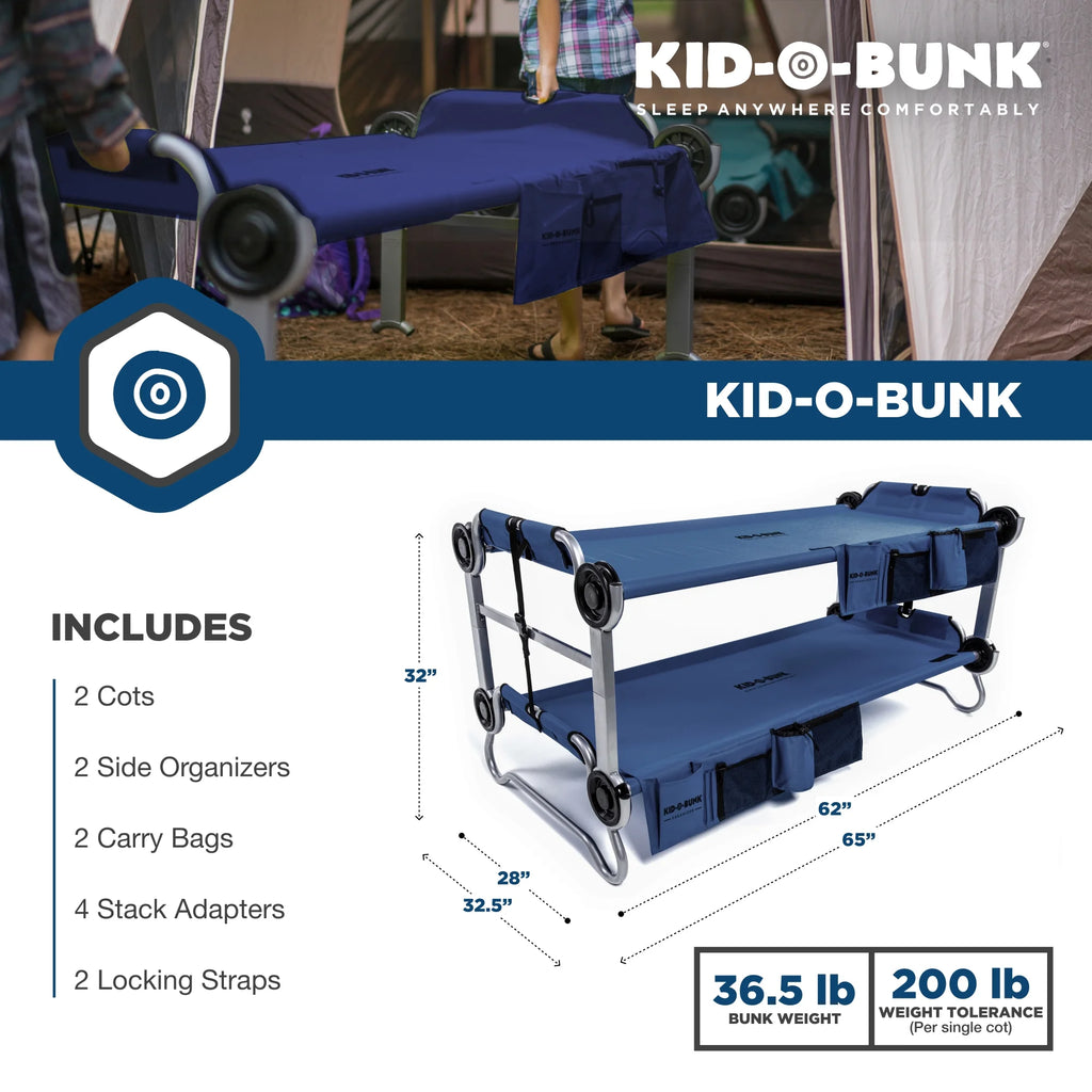 Disc-O-Bed Youth Kid-O-Bunk Double Cot with Storage, Navy F9486