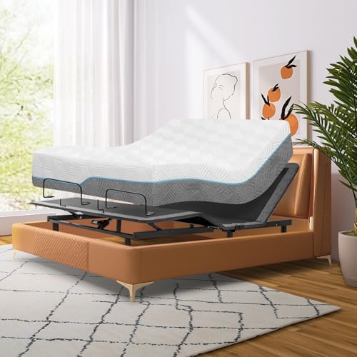 Split King Adjustable Bed Frame with Gel Memory Foam Mattress, Wireless Remote F95930