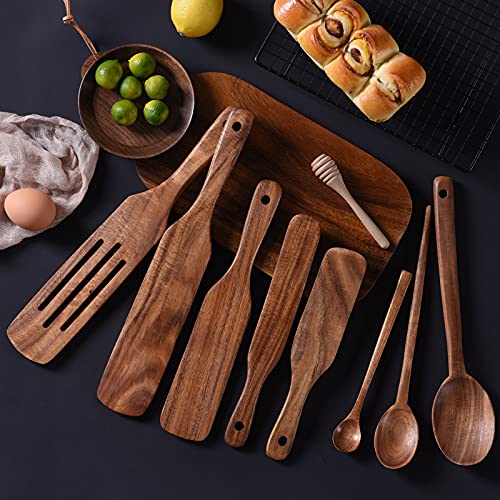 Spurtle Set of 9, Natural Teak Wooden Utensils for Cooking W7440