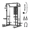 Power Cage, 2000Lbs Capacity Power Rack with Cable Crossover and Dual Independent Pulley System, Workout Cage with Storage Board, Squat Rack for Home Gym