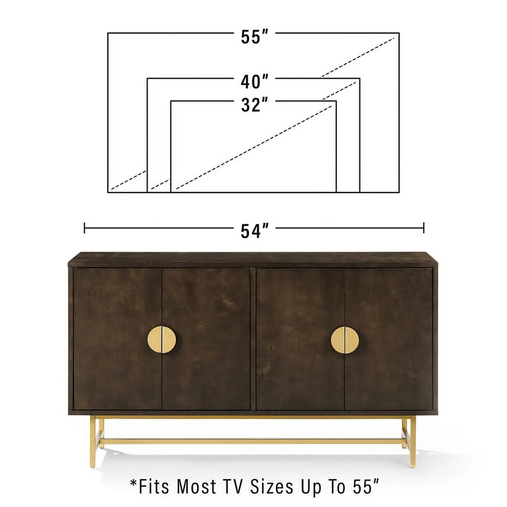 Crosley Furniture Blair Mid-Century Wood/Steel Sideboard, Dark Brown/Gold N739091