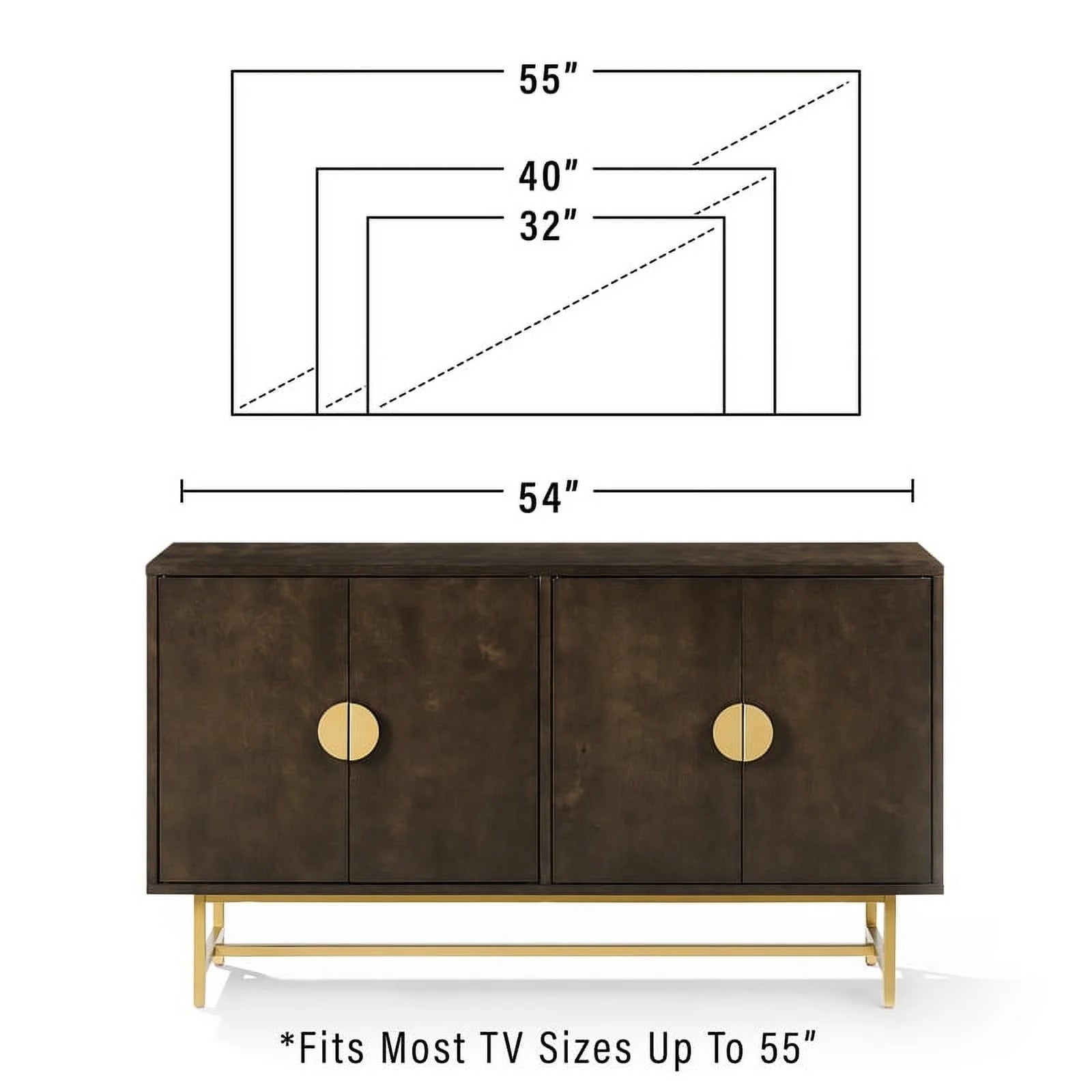 Crosley Furniture Blair Mid-Century Wood/Steel Sideboard, Dark Brown/Gold N739091