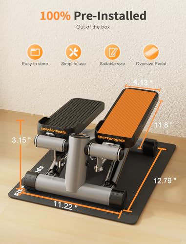 Sportsroyals Stair Stepper with Resistance Bands, Hydraulic Fitness Stepper, 330lbs Capacity D615949