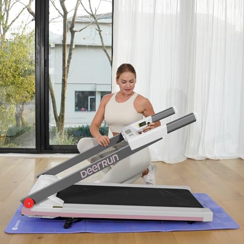 DeerRun Foldable Treadmill for Home with Incline and Handles K2464