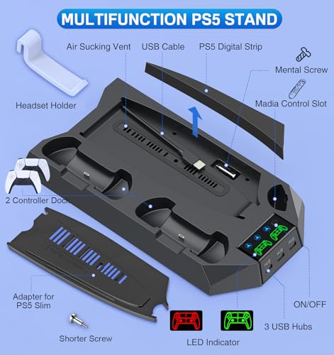 PS5 Slim/Pro Cooling Station with Controller Charger, White M8682