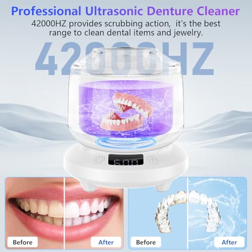 Ultrasonic Retainer Cleaner for Dentures & Aligner, 4 Modes, White U61236