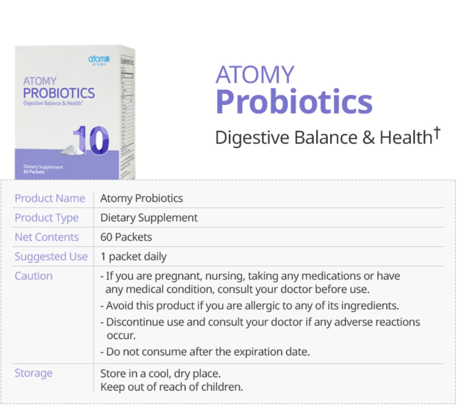 Atomy Probiotics Digestive Balance 60packets O71693
