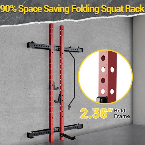 Folding Squat Rack for Home Gym with Pull Up Bar, 1000 LBS Capacity A1297