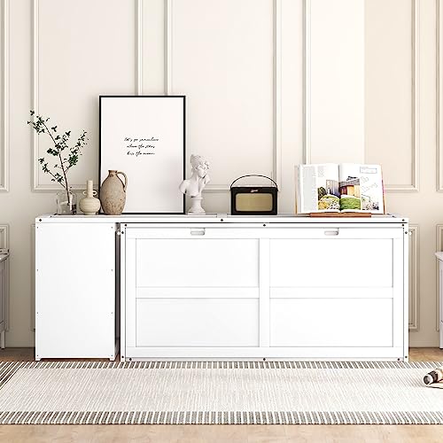 Queen Murphy Bed with Storage Drawer and Desk, Gray N8582