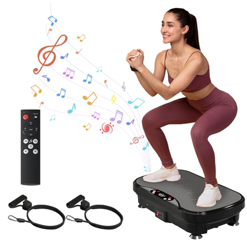 Vibration Plate Exercise Machine for Full Body Workout with Resistance Bands O9405