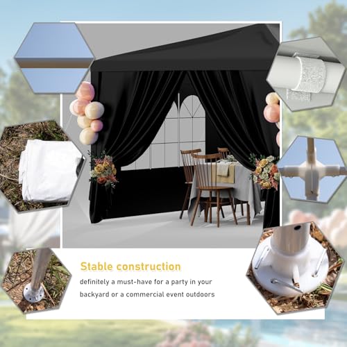 Outdoor Party Tent 10x30 Black with 8 Removable Sidewalls V87006