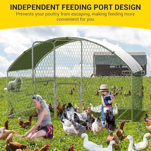 Large Metal Chicken Coop with Run Walk-in Poultry Cage Outdoor Backyard Farm I98427