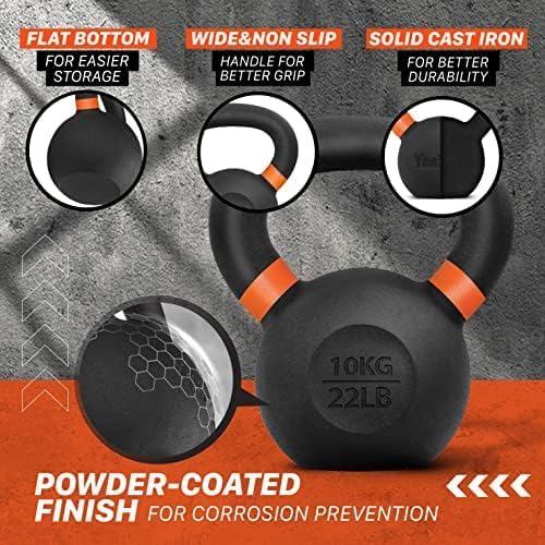 Yes4All Powder Coated Cast Iron Kettlebell Weight Set for Home Gym N15817