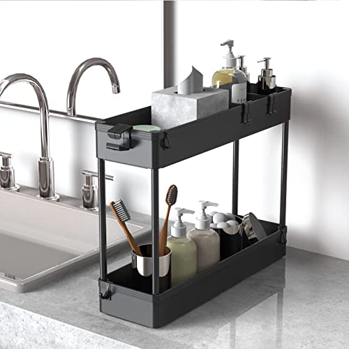 SPACELEAD Slim Storage Cart 4 Tier, Rolling Utility Cart for Bathroom & Kitchen, White Q18019