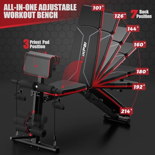 GIKPAL Adjustable Weight Bench for Home Gym, Incline Decline Foldable Y12212