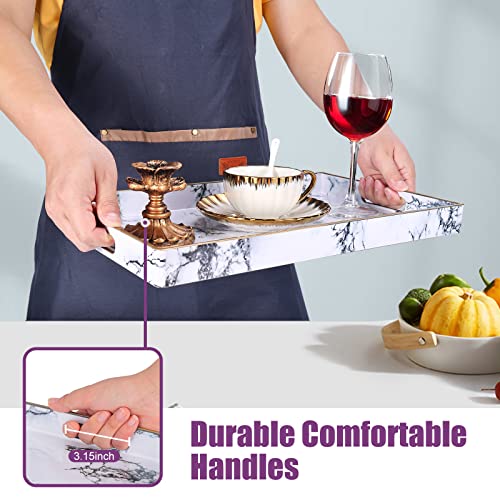 Gifturbo Blue Serving Tray with Handles, Rectangular Plastic Tray J15614