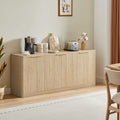 67" Fluted Oak Buffet Cabinet Sideboard with 6 Doors A1241