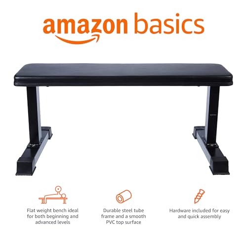 Amazon Basics Flat Weight Bench, Black V4324