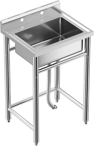 Stainless Steel Utility Sink with Faucet, Freestanding Single Bowl Y312305