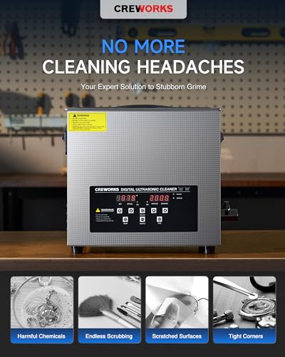 CREWORKS 3L Digital Ultrasonic Cleaner with Degas & Gentle Modes, 120W R572