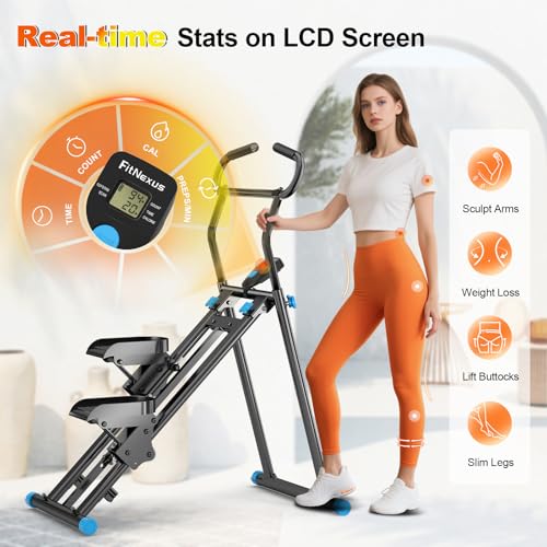Foldable Stair Stepper Machine for Home Gym, 350LB Capacity Cardio Climber with LCD Monitor S984