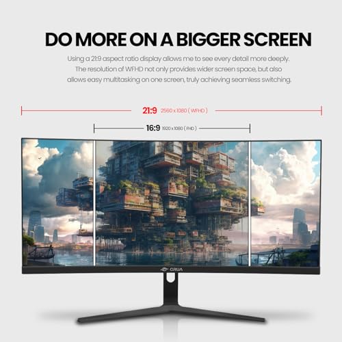 CRUA 30Inch Ultrawide Curved Monitor, 21:9 WFHD 2560x1080P, 100Hz, VA Panel, Black Y8772