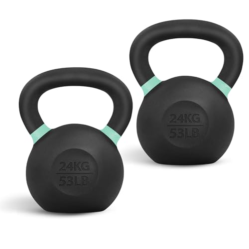 Yes4All Powder Coated Cast Iron Kettlebell Weight Set for Home Gym N15817