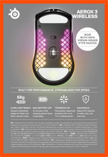 SteelSeries Aerox 3 Wireless Holey RGB Gaming Mouse, Ultra-lightweight, Onyx O713