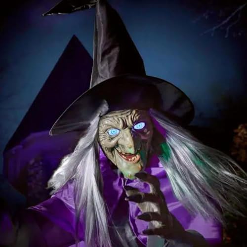 6FT Animated Flying Witch Halloween Decor with Sounds and Lights E809