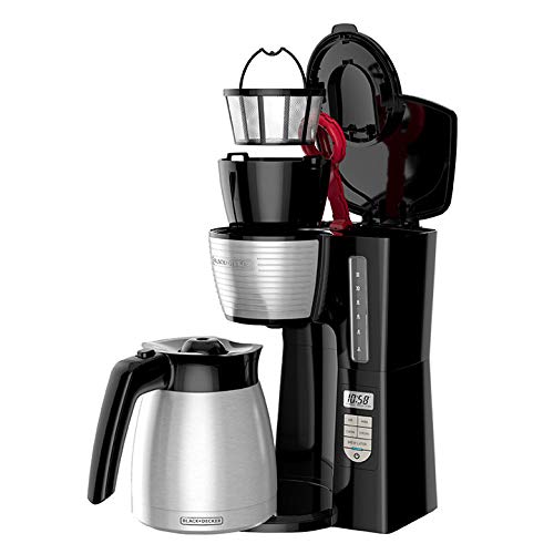 BLACK+DECKER 12 Cup Thermal Programmable Coffee Maker, Black/Steel P7250