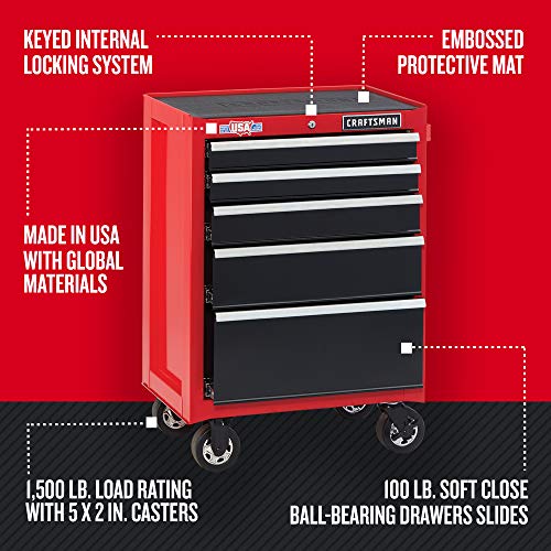 CRAFTSMAN S2000 26IN 5-Drawer Cabinet with Tray & Holder X410715