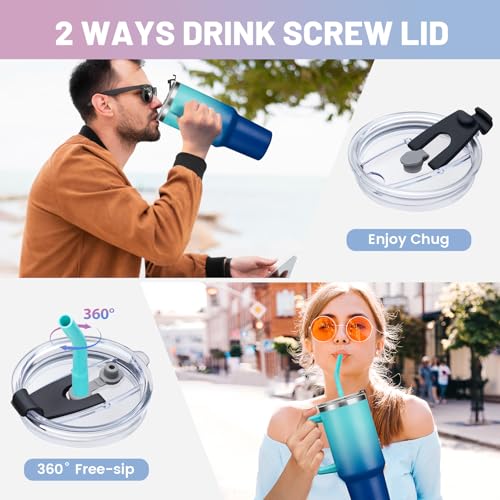 40 oz Tumbler with Handle and Straw Lid - Leak-proof Vacuum Insulated Travel Cup I15292