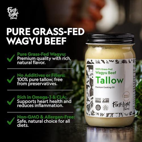 First Light Farms Wagyu Beef Tallow, 100% Grass-Fed, 14oz Glass Jar R849799